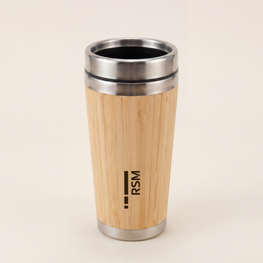 Bamboo Finish Insulated Travel Mug